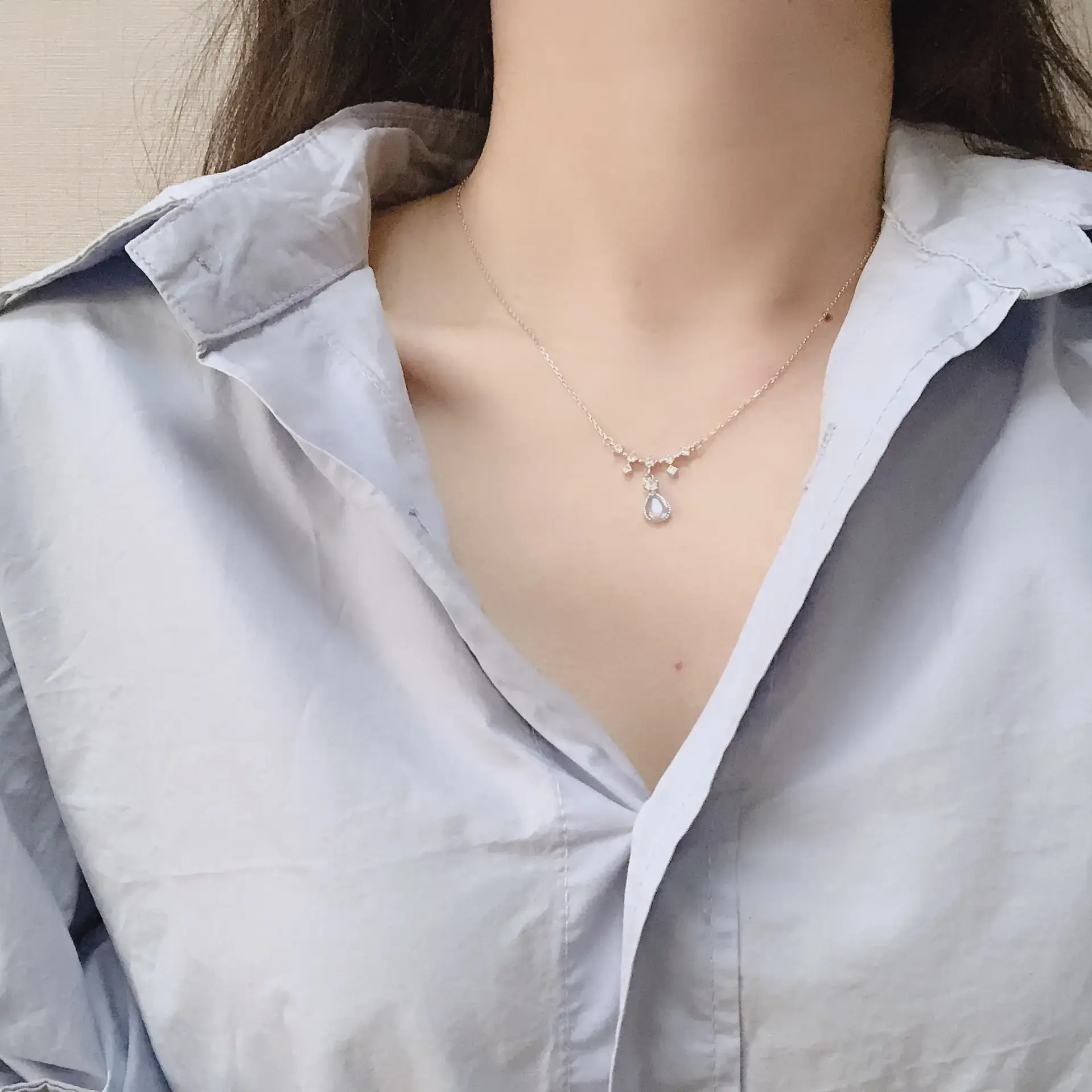 Moonlight Stone Necklace for Women Silver 925 Sterling