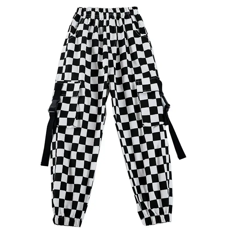 Children's Black Neon Cargo Pants Casual Dance Pants