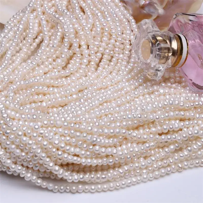 Freshwater Pearl DIY Necklace 3-4-5mm Flawed Beaded - Image 3