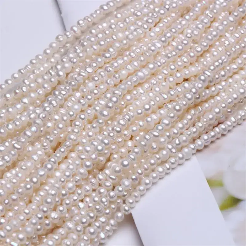 Freshwater Pearl DIY Necklace 3-4-5mm Flawed Beaded - Image 4