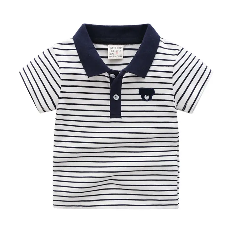 Light Blue Boys Polo Shirt with Cartoon Print 2026