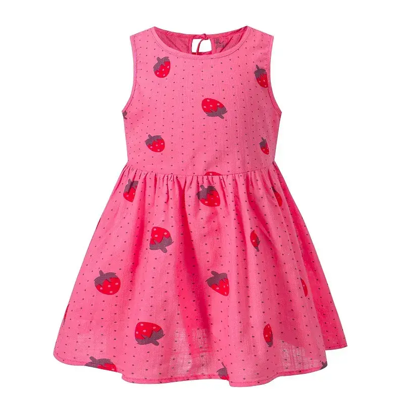 2025 Summer Girls Cotton Sleeveless Dress Cherry Print - Image 7