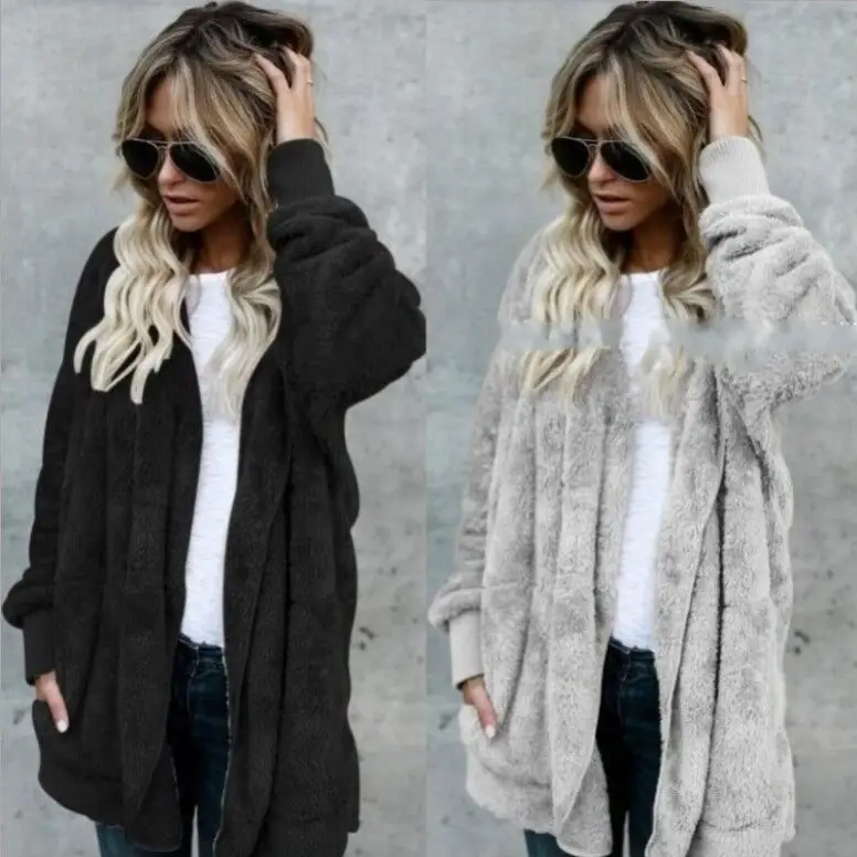 Pink Faux Fur Warm Coat Mid-Length Reversible - Image 14