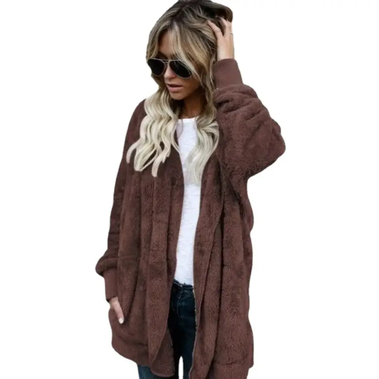 Pink Faux Fur Warm Coat Mid-Length Reversible - Image 17