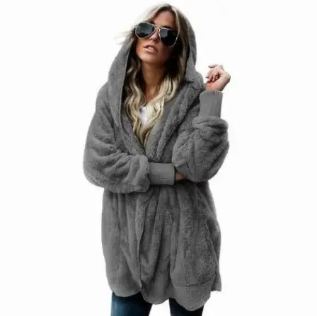 Pink Faux Fur Warm Coat Mid-Length Reversible - Image 10