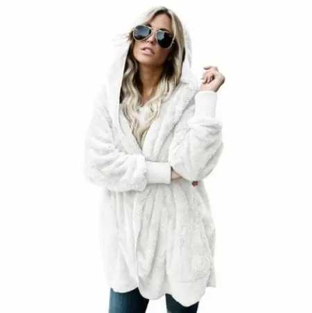 Pink Faux Fur Warm Coat Mid-Length Reversible - Image 12