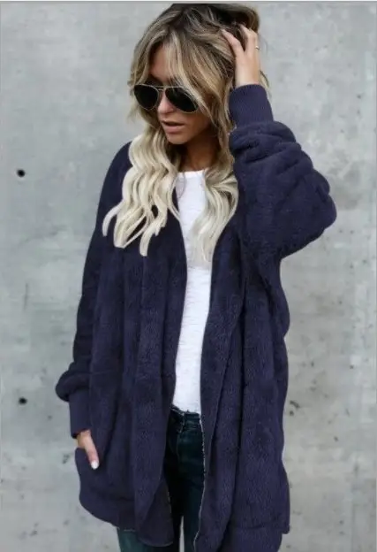 Pink Faux Fur Warm Coat Mid-Length Reversible - Image 7