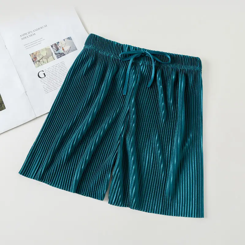 Women Ice Silk Pleated Shorts Summer New Style - Image 2