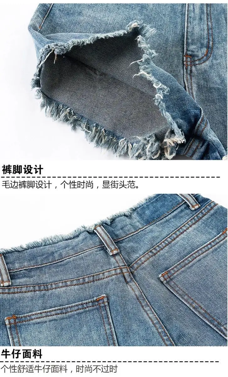 Women Retro High Waist Denim Shorts Summer Loose Large — feature 17