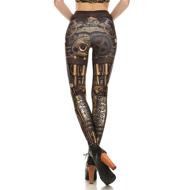 Hip-Lifting Mechanical Print Slim Fit Leggings Women