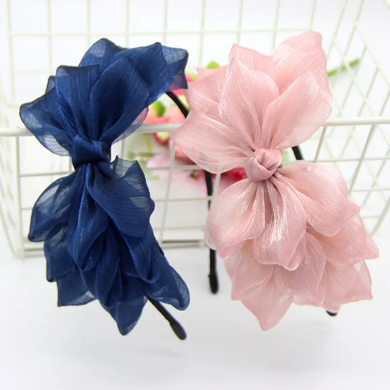 Pink Mesh Big Bow Headband for Women - Image 5