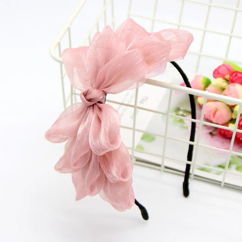 Pink Mesh Big Bow Headband for Women - Image 7
