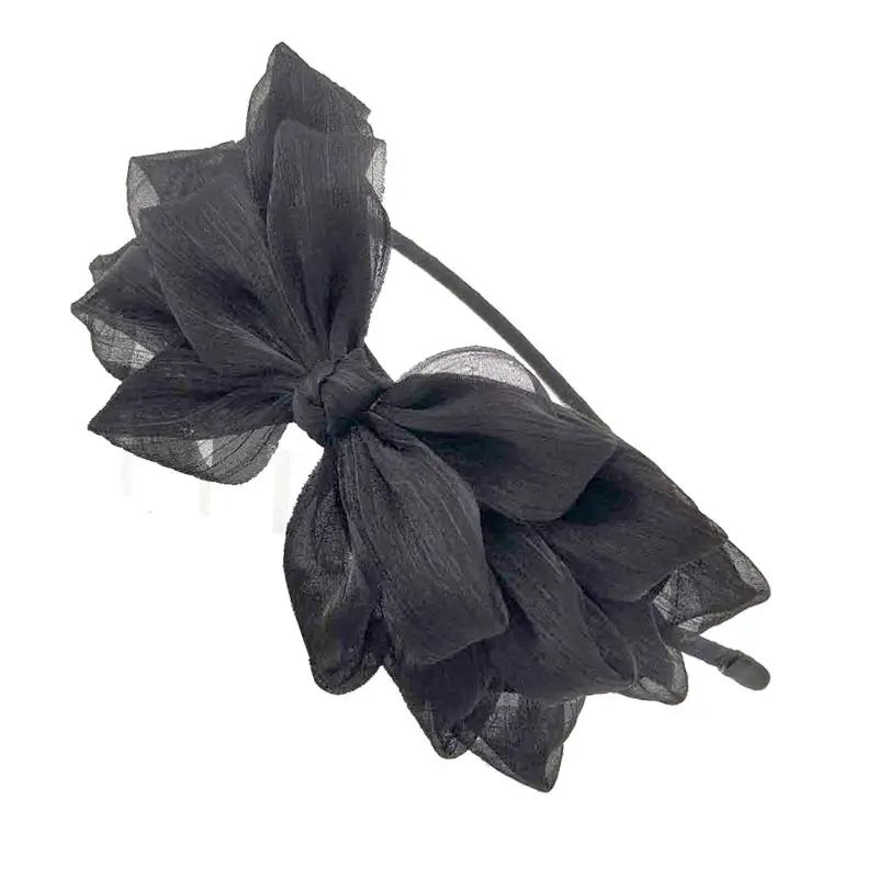 Pink Mesh Big Bow Headband for Women - Image 8