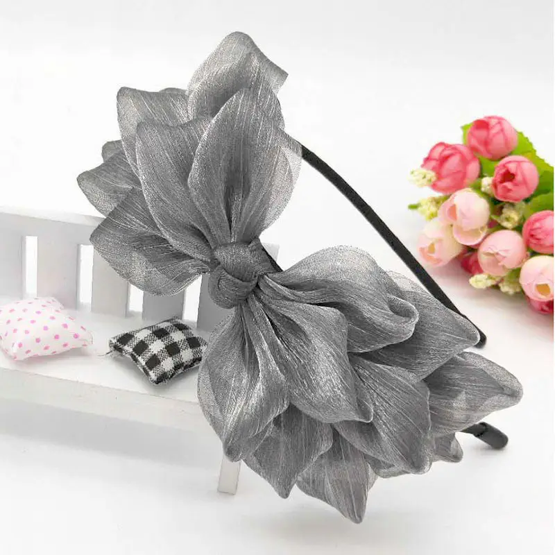 Pink Mesh Big Bow Headband for Women - Image 3