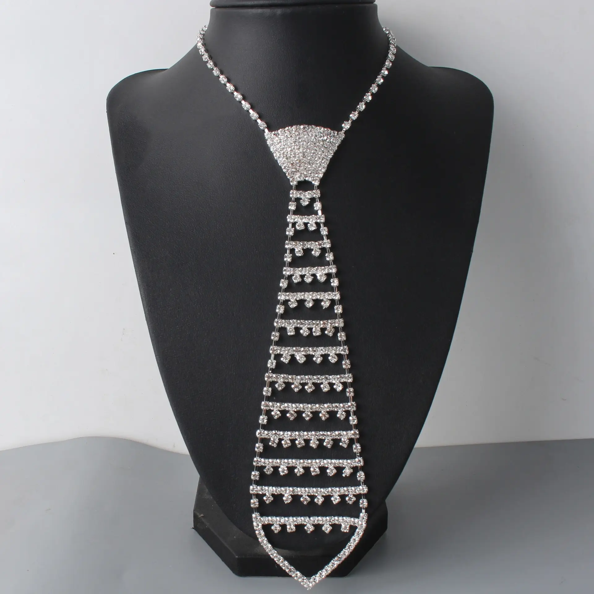 Full Diamond Rhinestone Necktie Necklace for Men Women - Image 5