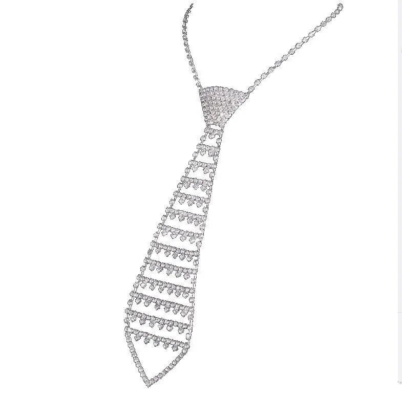 Full Diamond Rhinestone Necktie Necklace for Men Women - Image 6