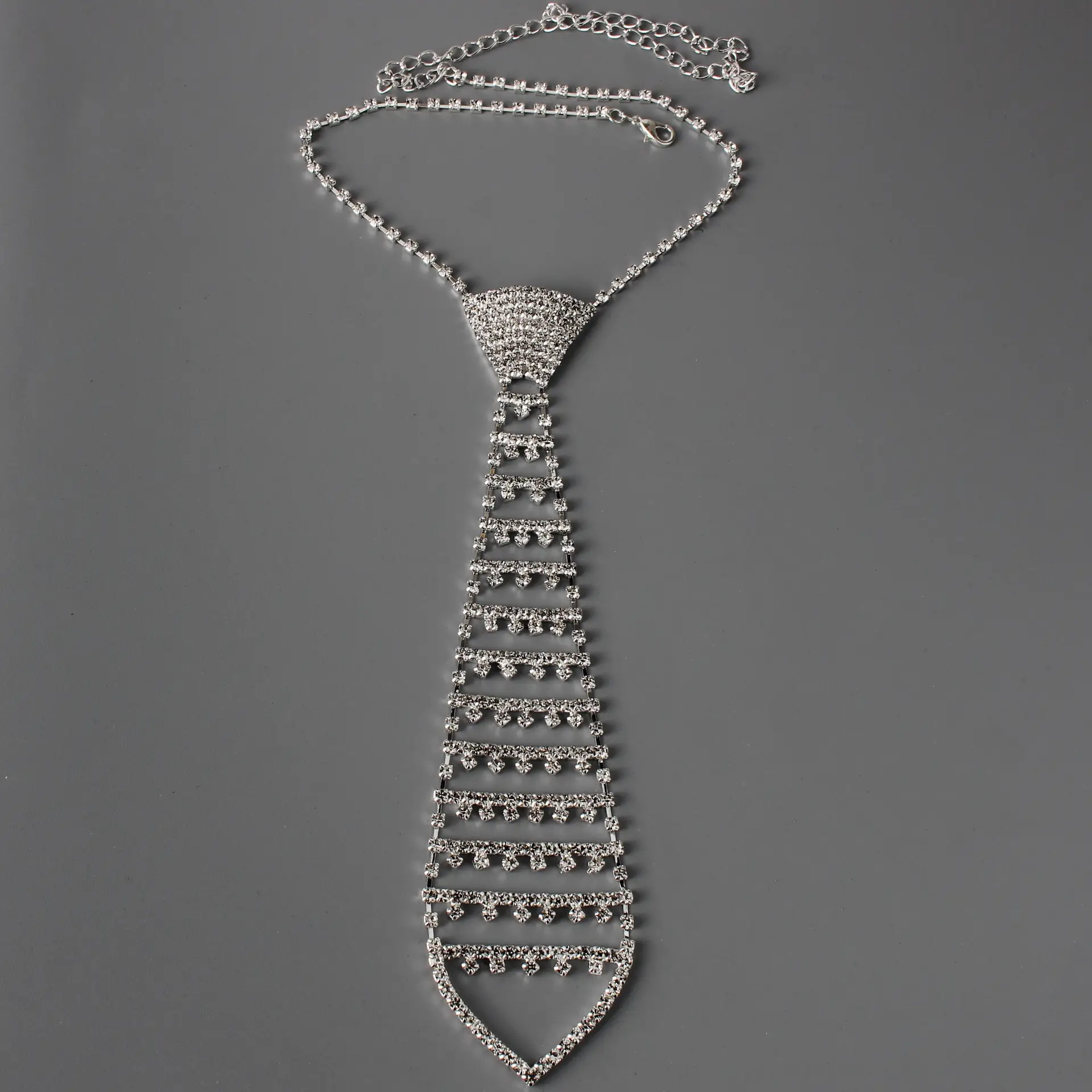 Full Diamond Rhinestone Necktie Necklace for Men Women — feature 6