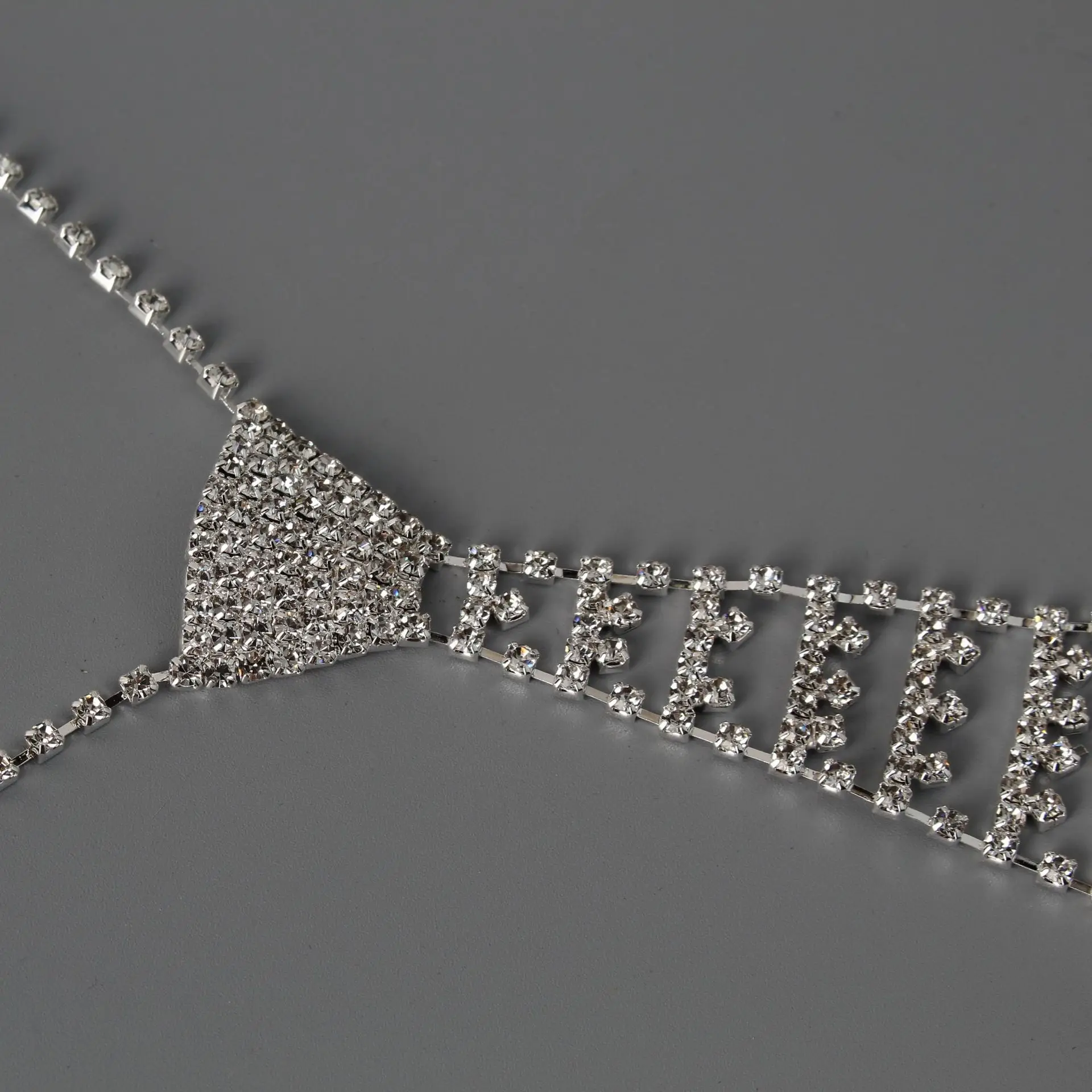 Full Diamond Rhinestone Necktie Necklace for Men Women — feature 7