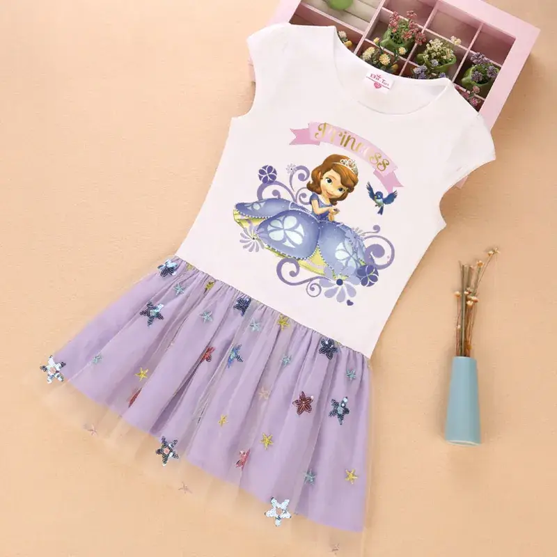 Sofia Princess Purple Gauze Skirt Dress for Girls - Image 2