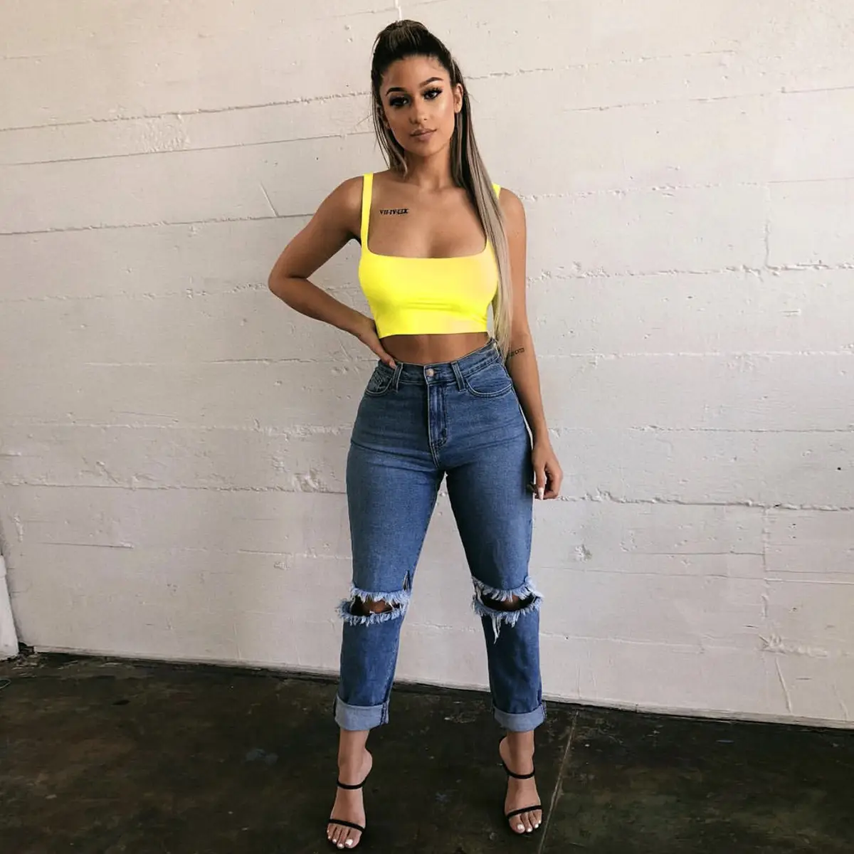 Women's Yellow Strap Navel Vest Summer Top - Image 3