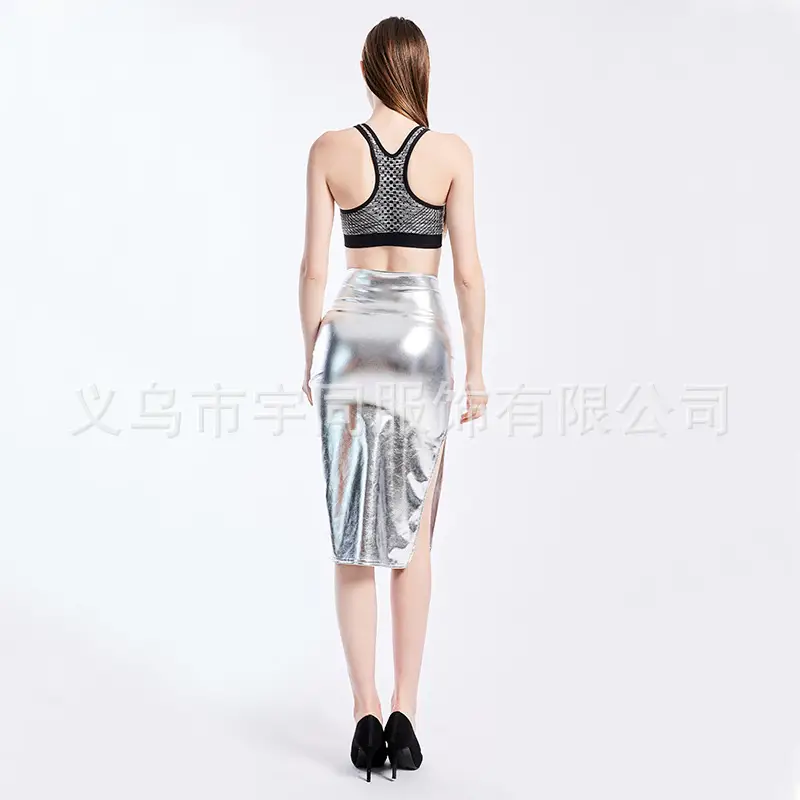 Black Split Skirt Hip Skirt Set for Women