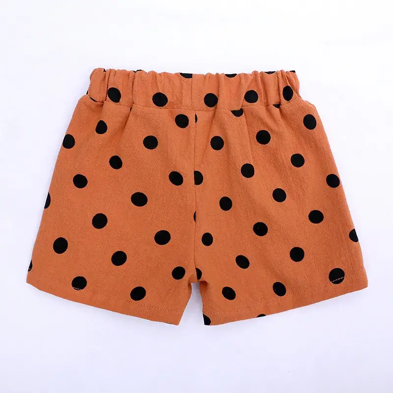 Children's cotton and linen shorts summer Korean style cotton and linen printed polka dot boys and girls shorts