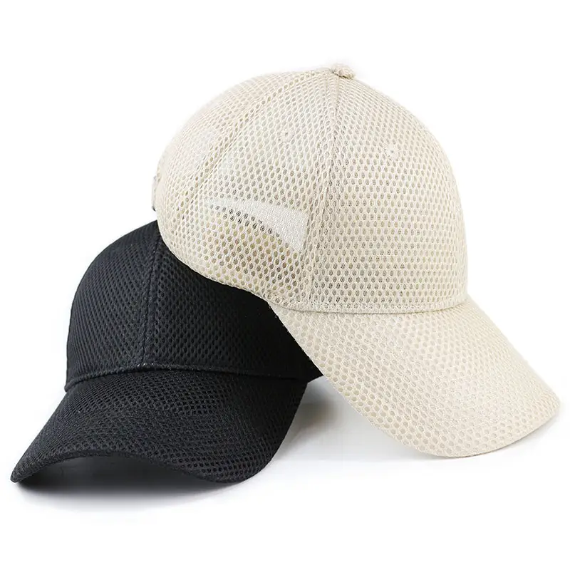 Men's Mesh Sun Hat Black Beige Adjustable - Image 9