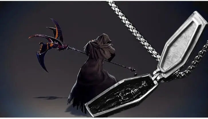 European Domineering Cross Coffin Skeleton Pendant Silver Men's Necklace — feature 2