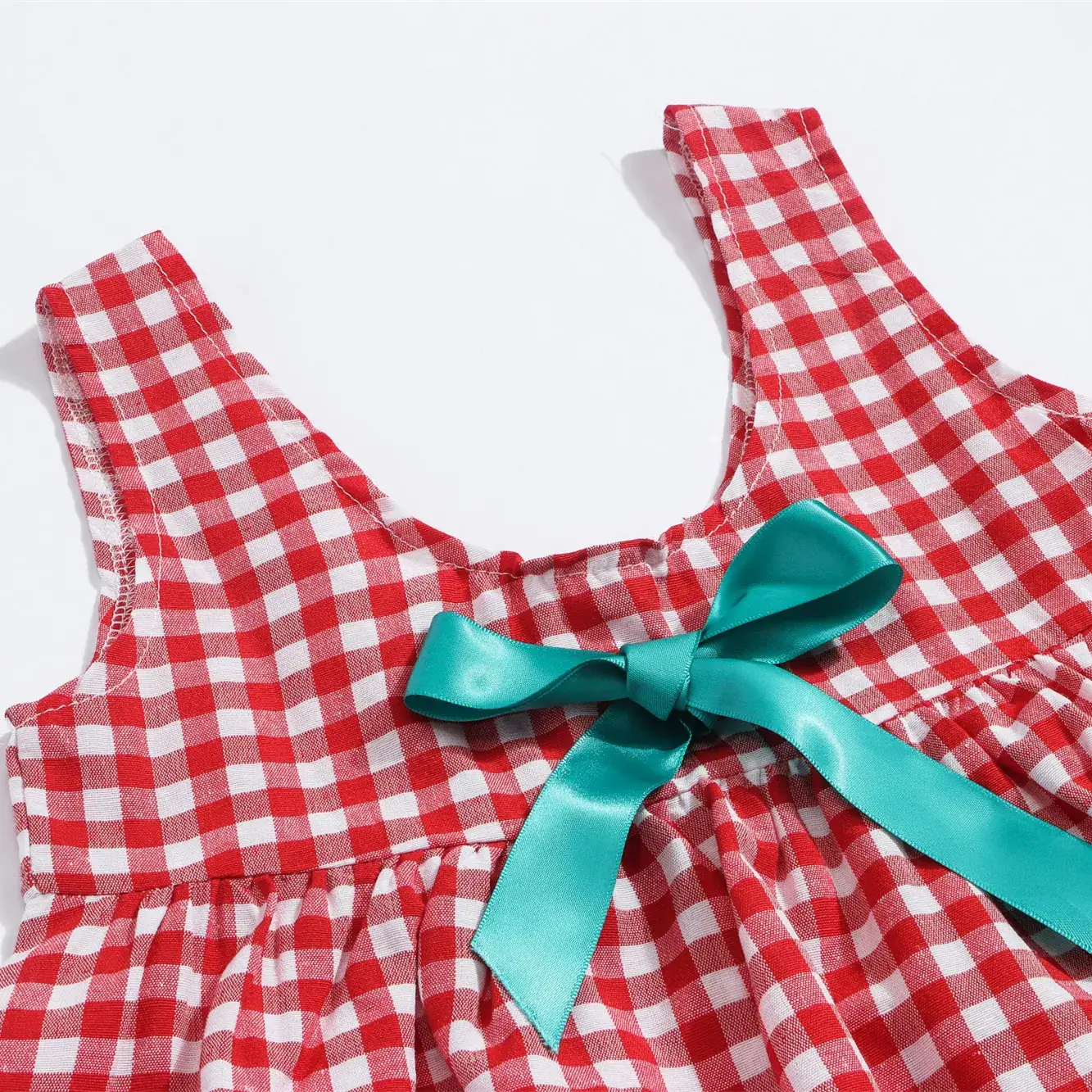 Red Checkered Vest Dress for Girls Spring Summer - Image 3