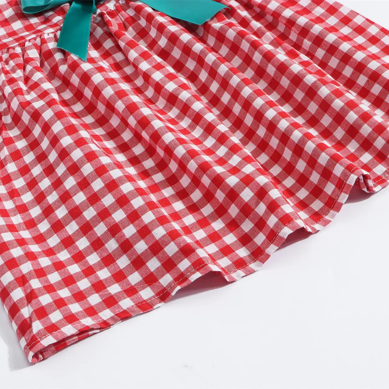 Red Checkered Vest Dress for Girls Spring Summer - Image 4