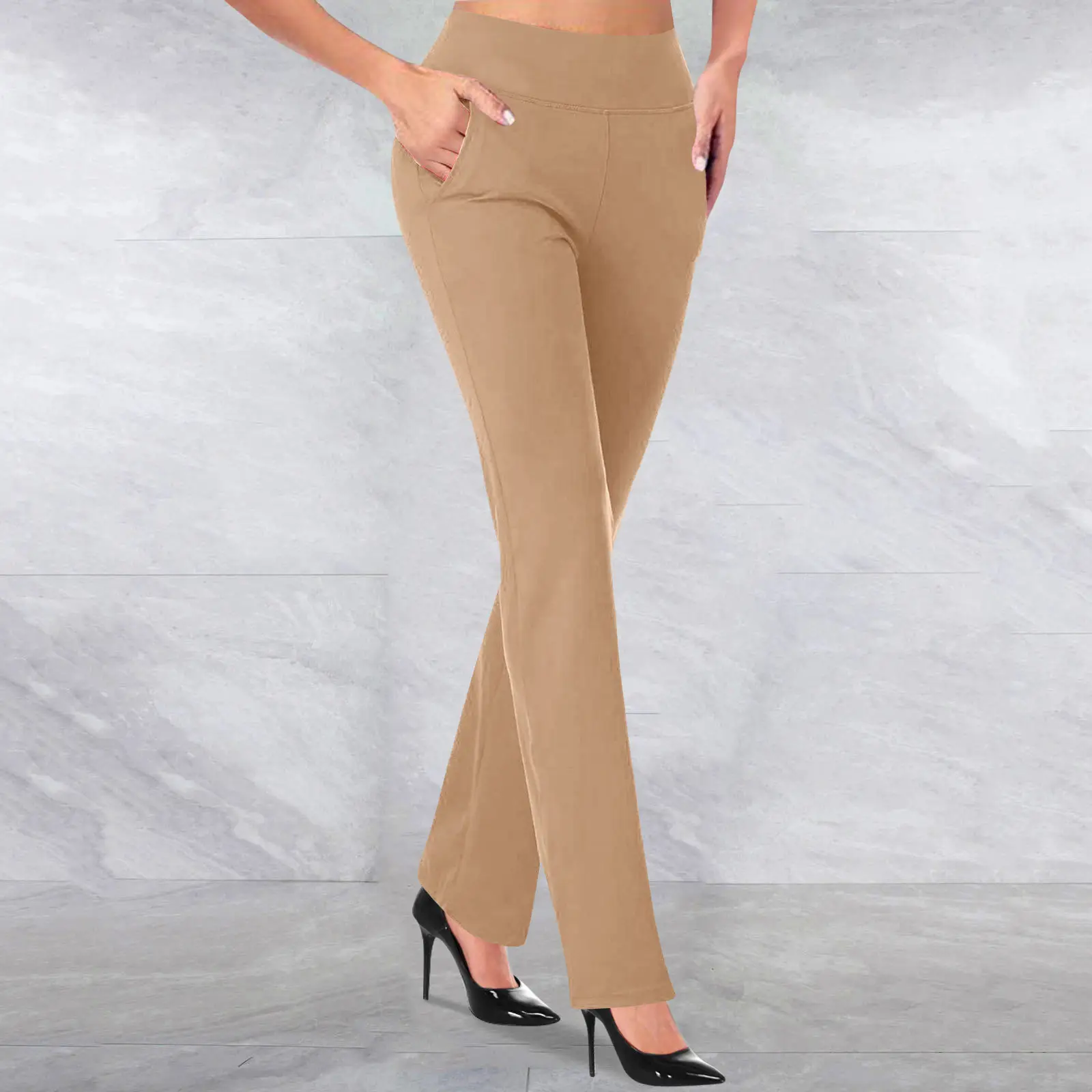Women's Grey High Waist Yoga Pants Tummy Control - Image 16