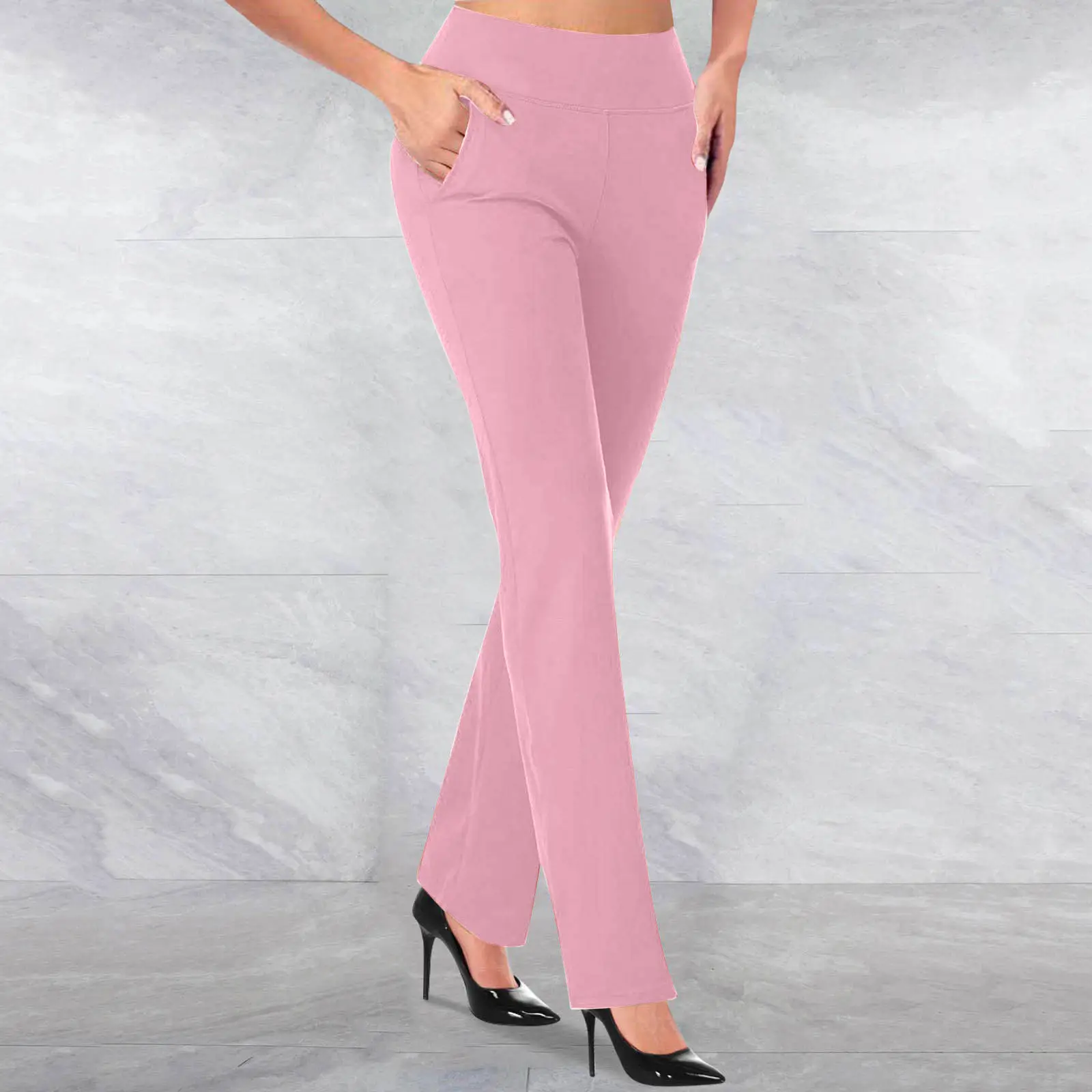 Women's Grey High Waist Yoga Pants Tummy Control — feature 23
