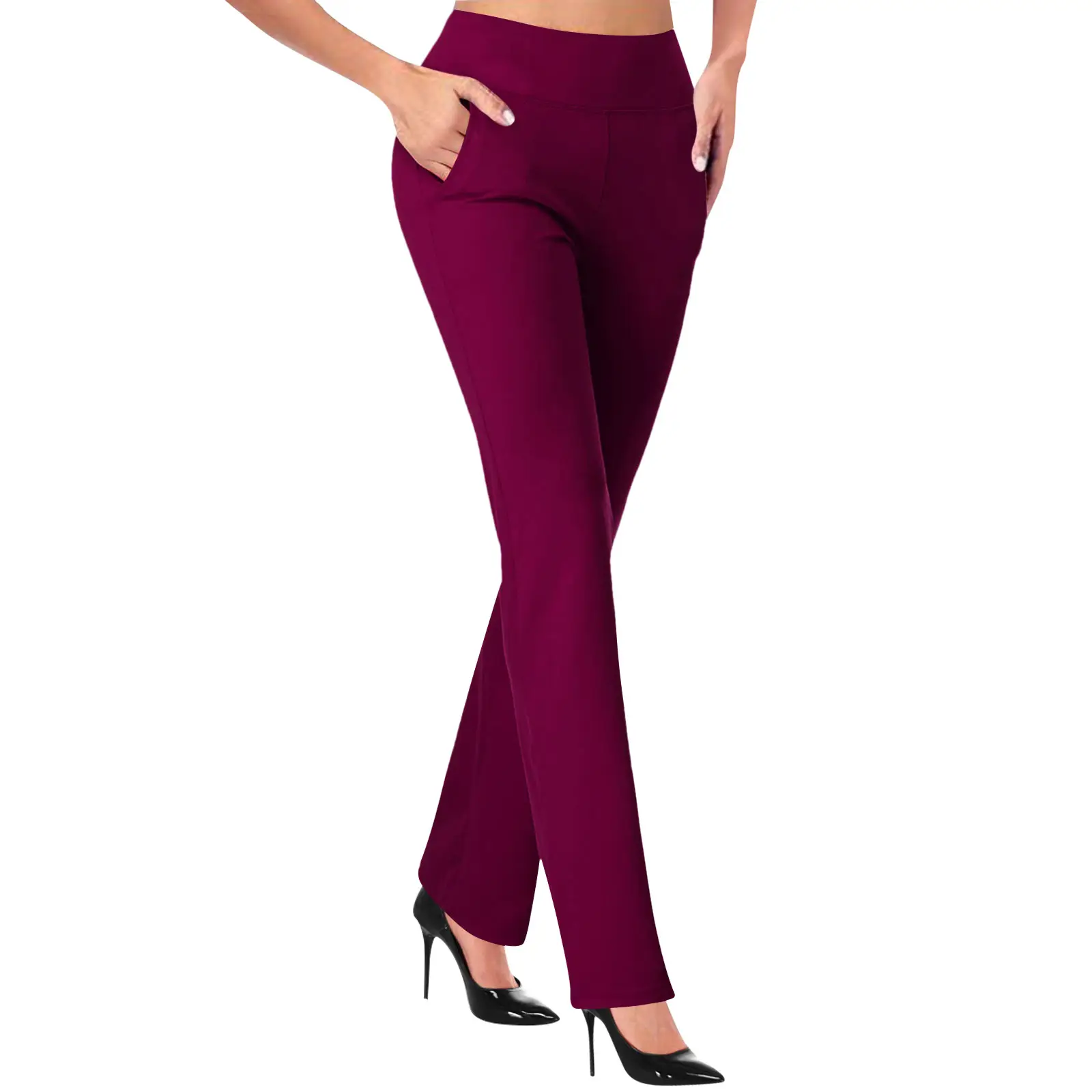 Women's Grey High Waist Yoga Pants Tummy Control — feature 3