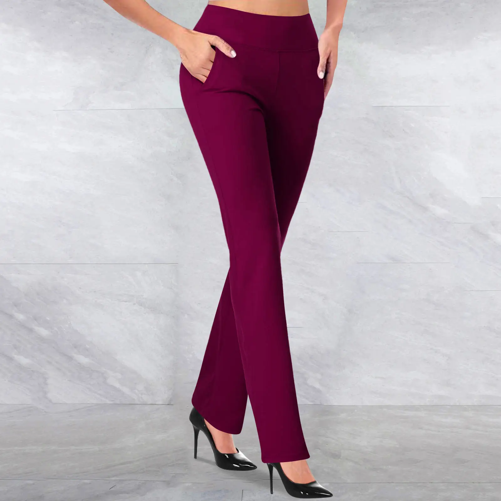 Women's Grey High Waist Yoga Pants Tummy Control — feature 9