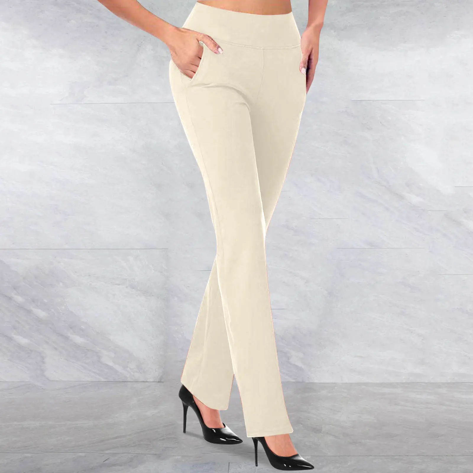 Women's Grey High Waist Yoga Pants Tummy Control - Image 11