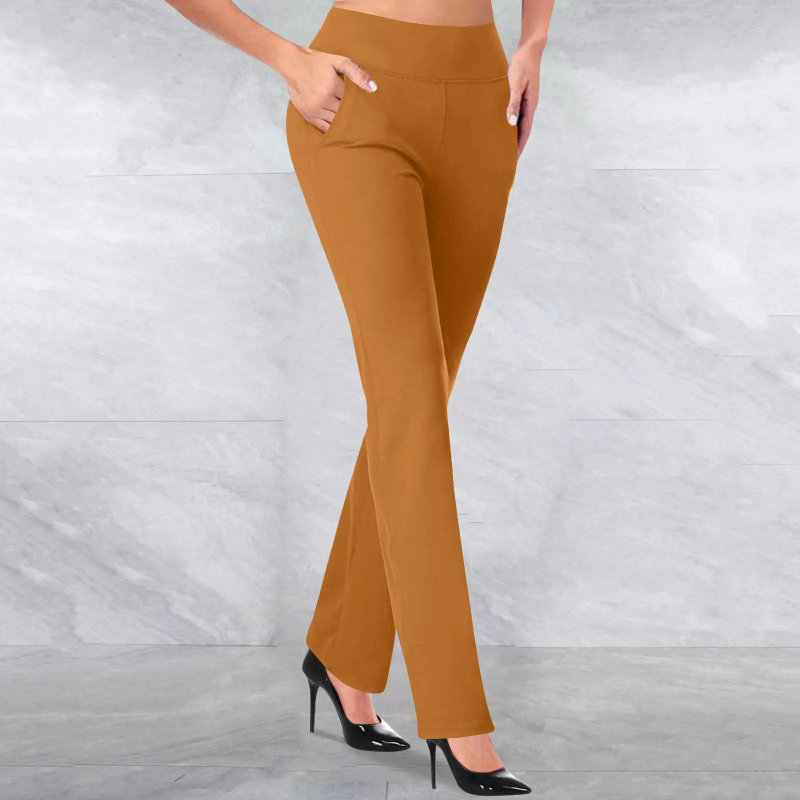 Women's Grey High Waist Yoga Pants Tummy Control - Image 14