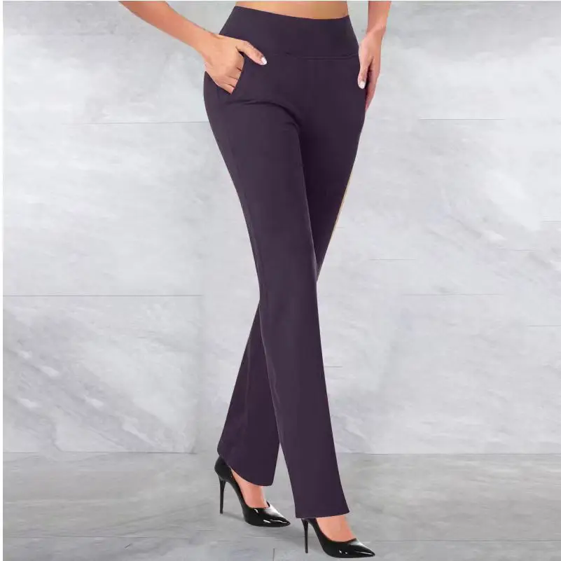 Women's Grey High Waist Yoga Pants Tummy Control - Image 9