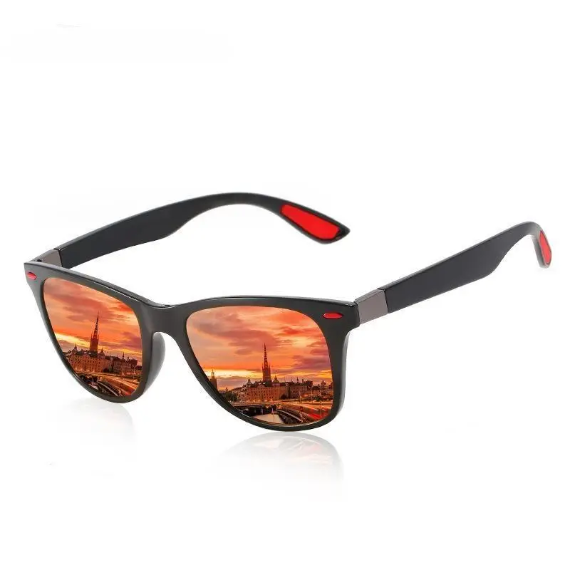 Men Women Polarized Sunglasses Red Water Silver Black Frame - Image 9