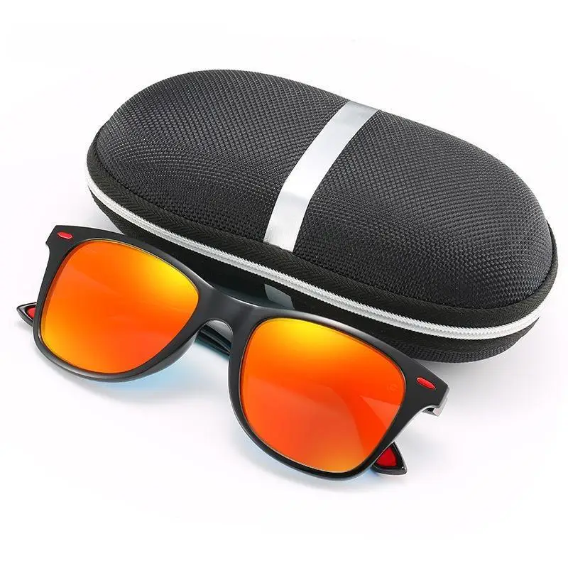 Men Women Polarized Sunglasses Red Water Silver Black Frame - Image 10
