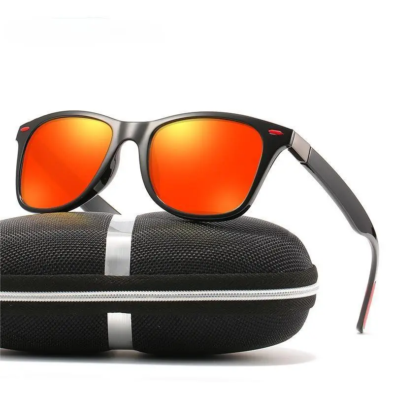Men Women Polarized Sunglasses Red Water Silver Black Frame - Image 11