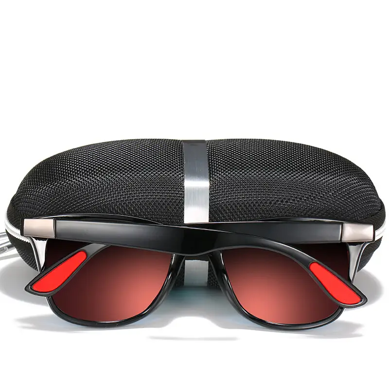 Men Women Polarized Sunglasses Red Water Silver Black Frame - Image 12