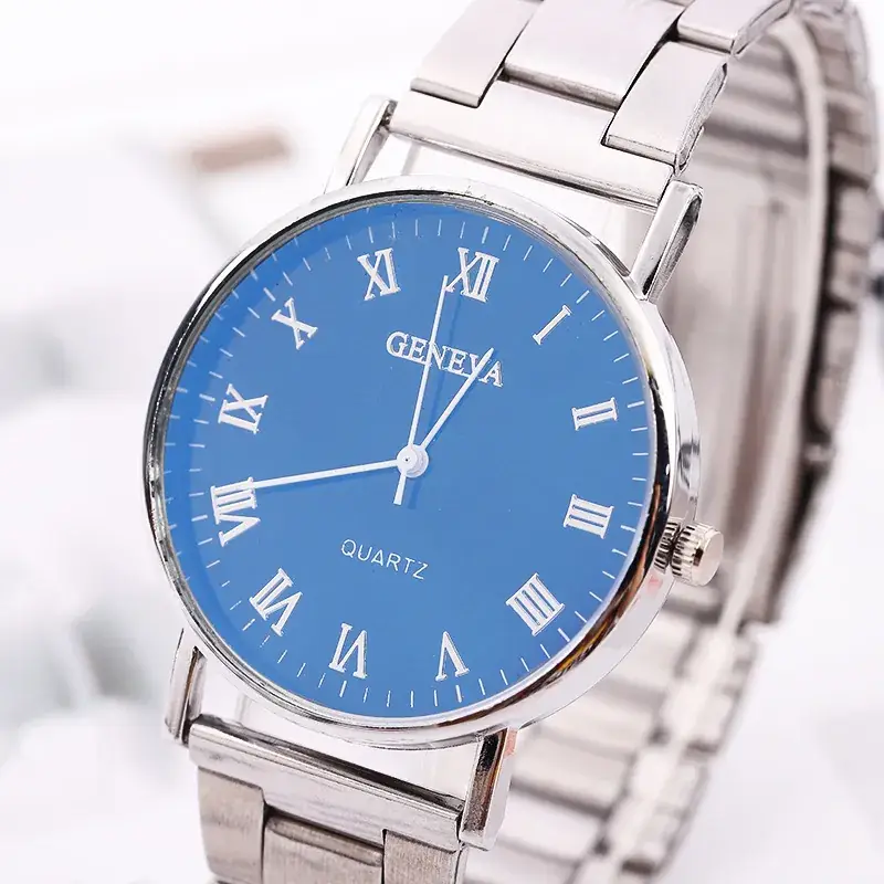 Men's Blue Light Three-Eye Quartz Watch Steel Band - Image 7