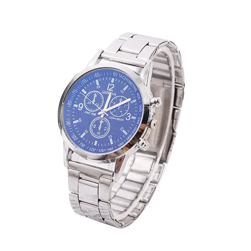 Men's Blue Light Three-Eye Quartz Watch Steel Band - Image 9