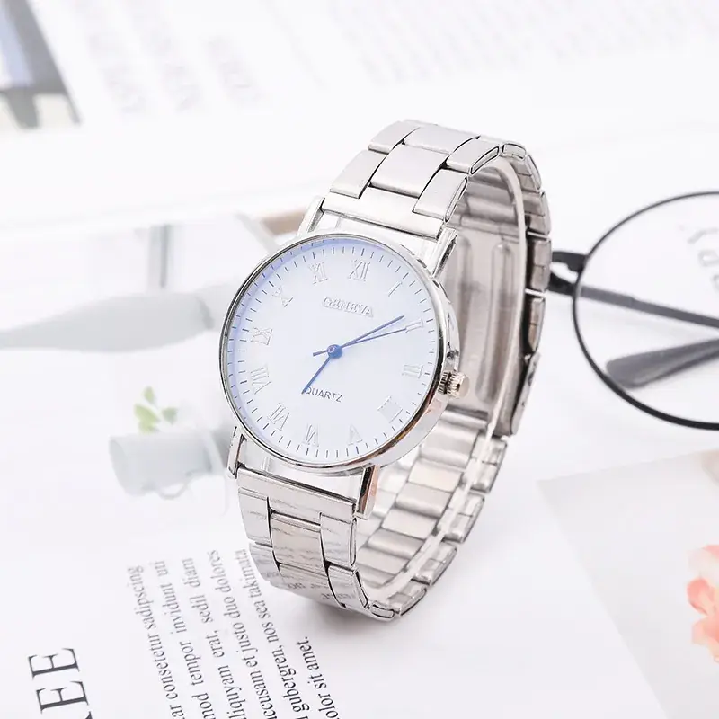 Men's Blue Light Three-Eye Quartz Watch Steel Band - Image 3