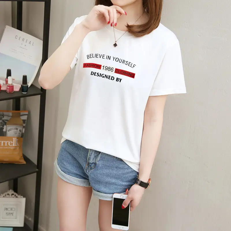 2025 Summer Korean Style Pink Letter Print T-Shirt for Women - Image 5