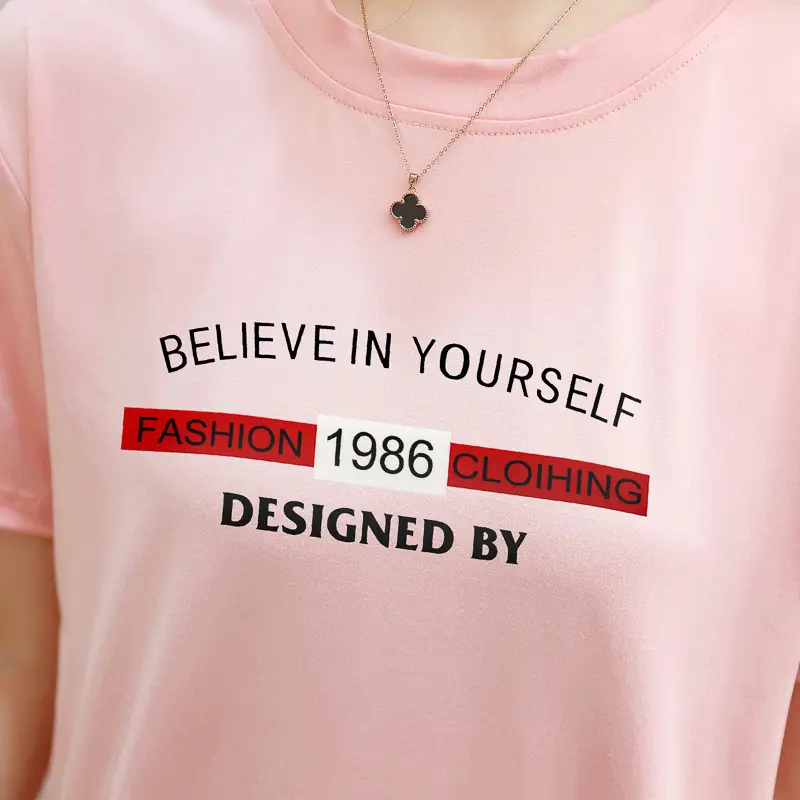 2025 Summer Korean Style Pink Letter Print T-Shirt for Women — feature 15