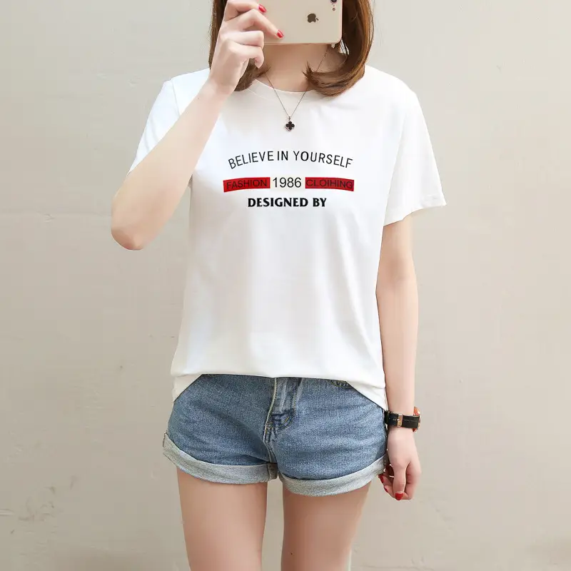2025 Summer Korean Style Pink Letter Print T-Shirt for Women — feature 5