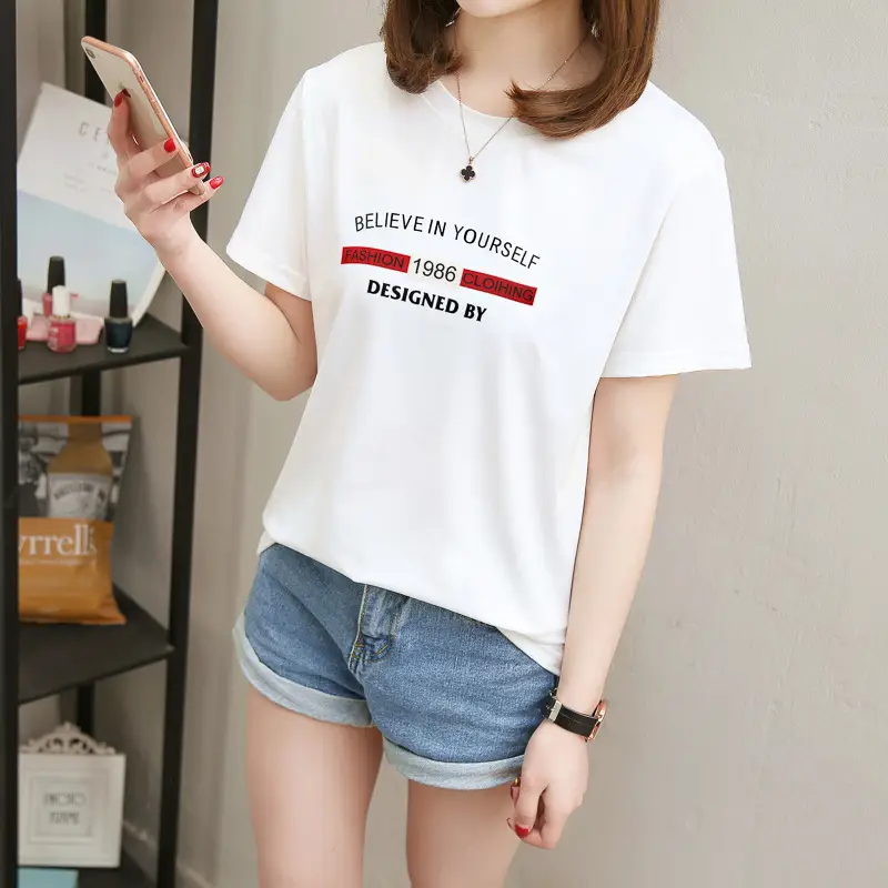 2025 Summer Korean Style Pink Letter Print T-Shirt for Women - Image 2