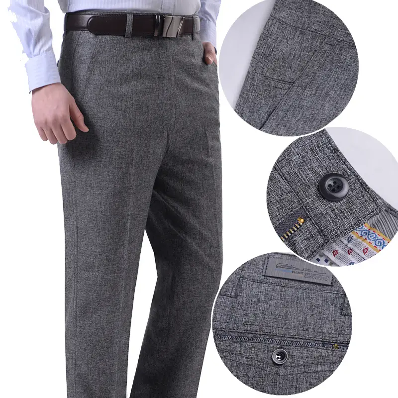 Men's Black Thin Summer Pants Middle-aged Loose Straight - Image 7