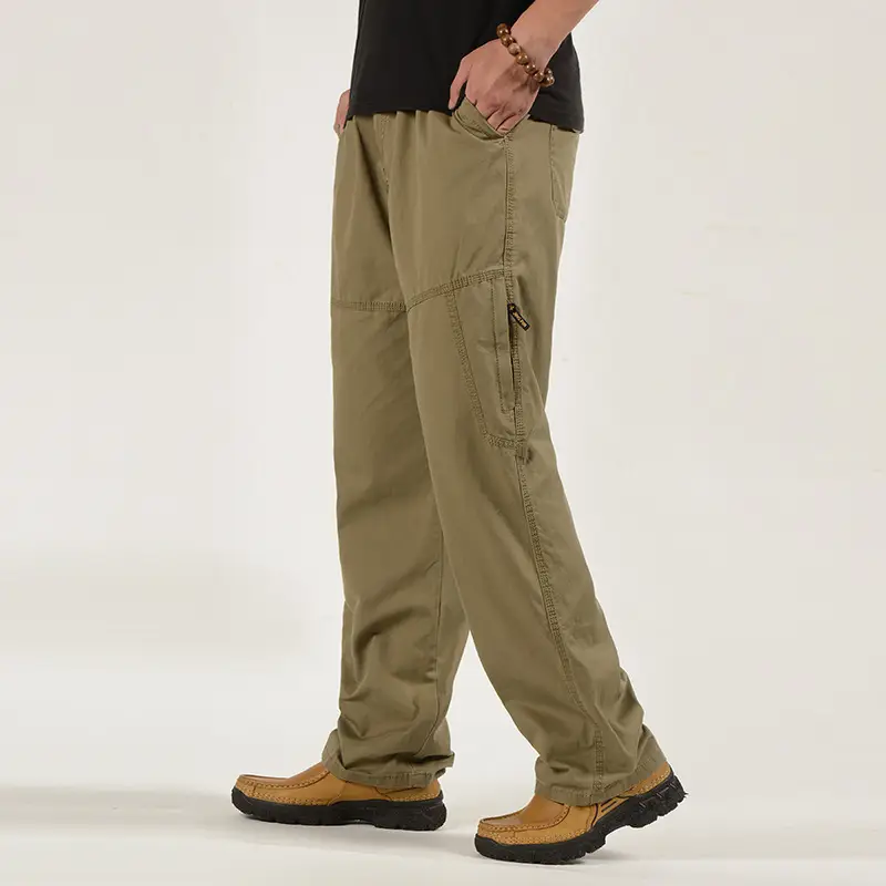 Men's Grey Multi-Pocket Overalls Pants Middle Age Business Casual - Image 6